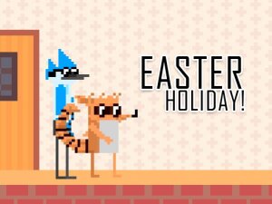 Mordecai and Rigby Easter Holiday Online Puzzle Game